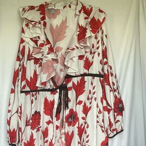 Red and White Soft Fabric Robe